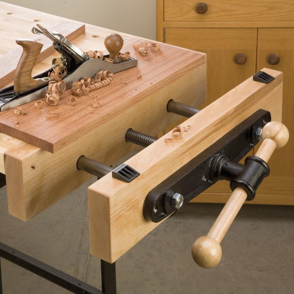 Rockler Quick Release Woodworking Vise Clamps for Woodworking (12') – Heavy-Duty Bench Vise Woodworking – Quick Wood Vise for Workbench – Easy to Install Workbench Vise with Hardwood Handle
