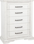 Coaster Home Furnishings - McKinney - Wood - 5-Drawer Chest with Bar Pull Handles, Felt-Lined Top and Rectangular Profile - Bedroom - Vintage White - 215875