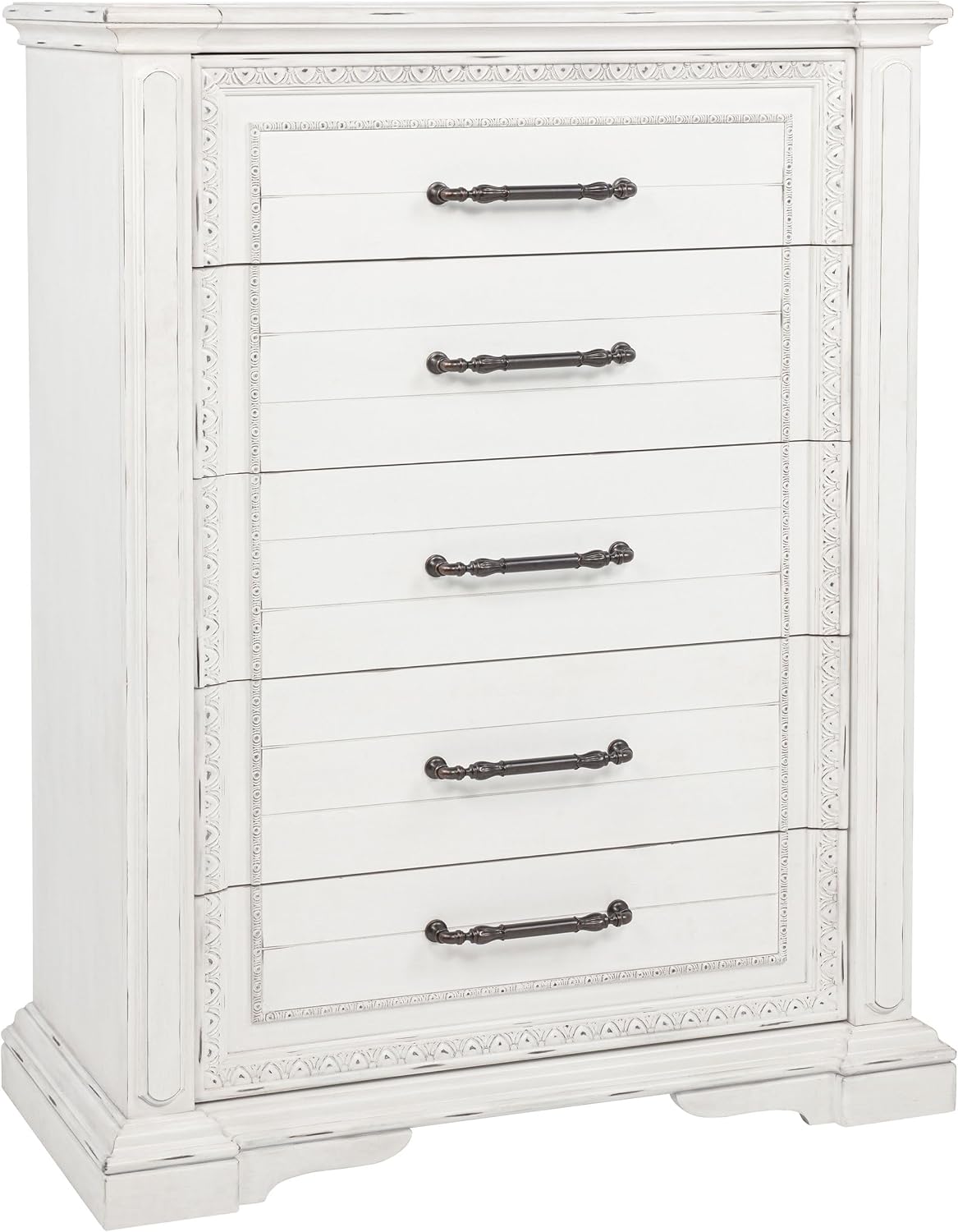Coaster Home Furnishings - McKinney - Wood - 5-Drawer Chest with Bar Pull Handles, Felt-Lined Top and Rectangular Profile - Bedroom - Vintage White - 215875