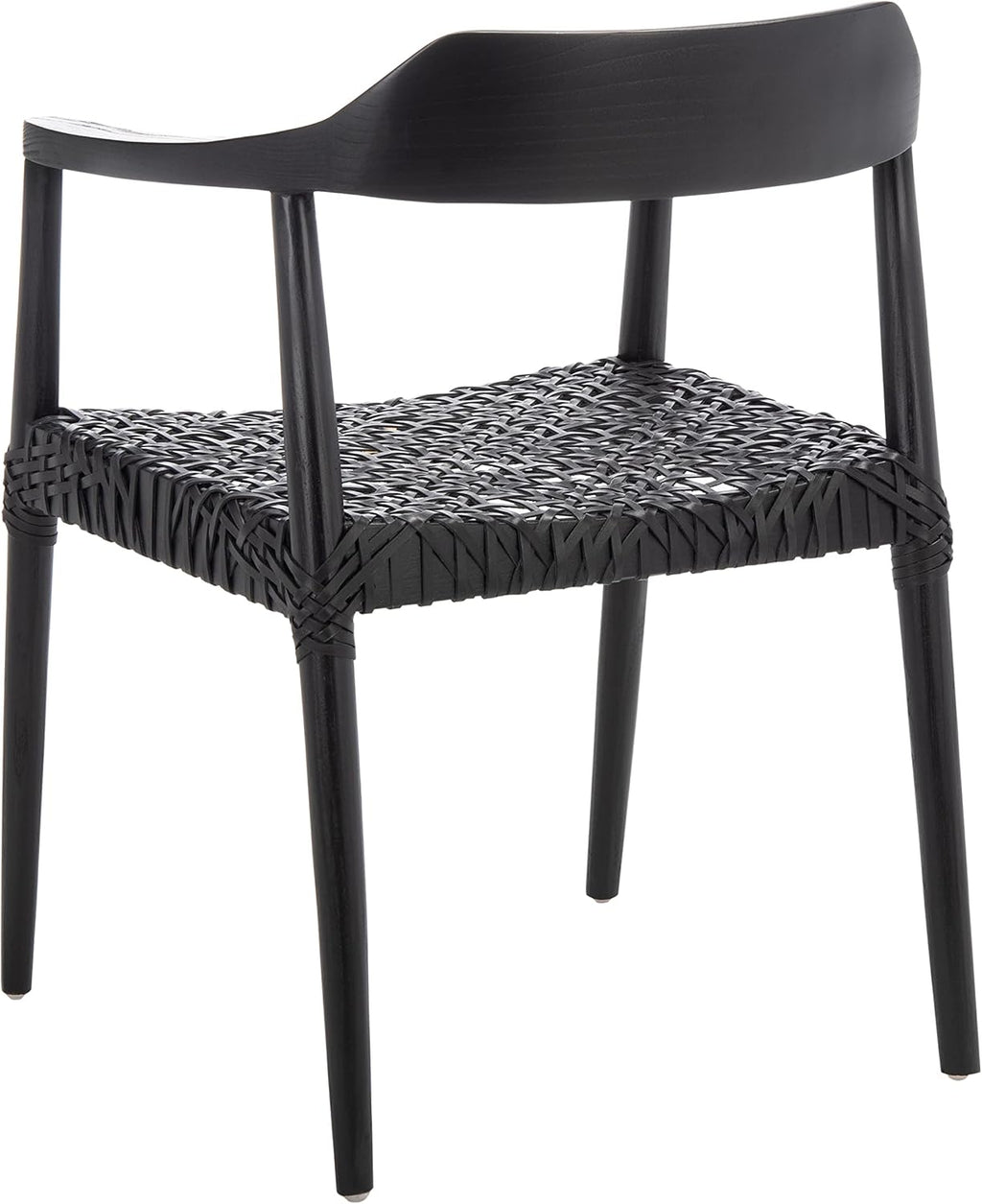 SAFAVIEH Home Collection Munro Black Sungkai Wood/Black Leather Woven Accent Chair (Fully Assembled)
