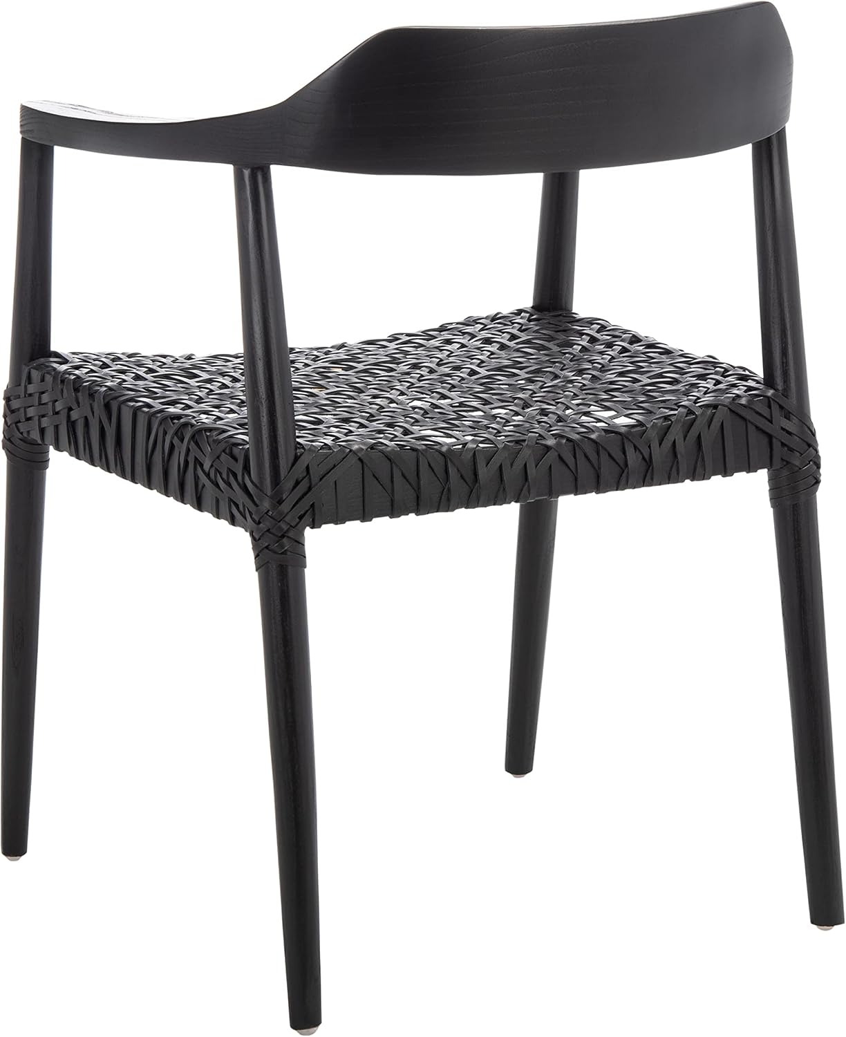 SAFAVIEH Home Collection Munro Black Sungkai Wood/Black Leather Woven Accent Chair (Fully Assembled)