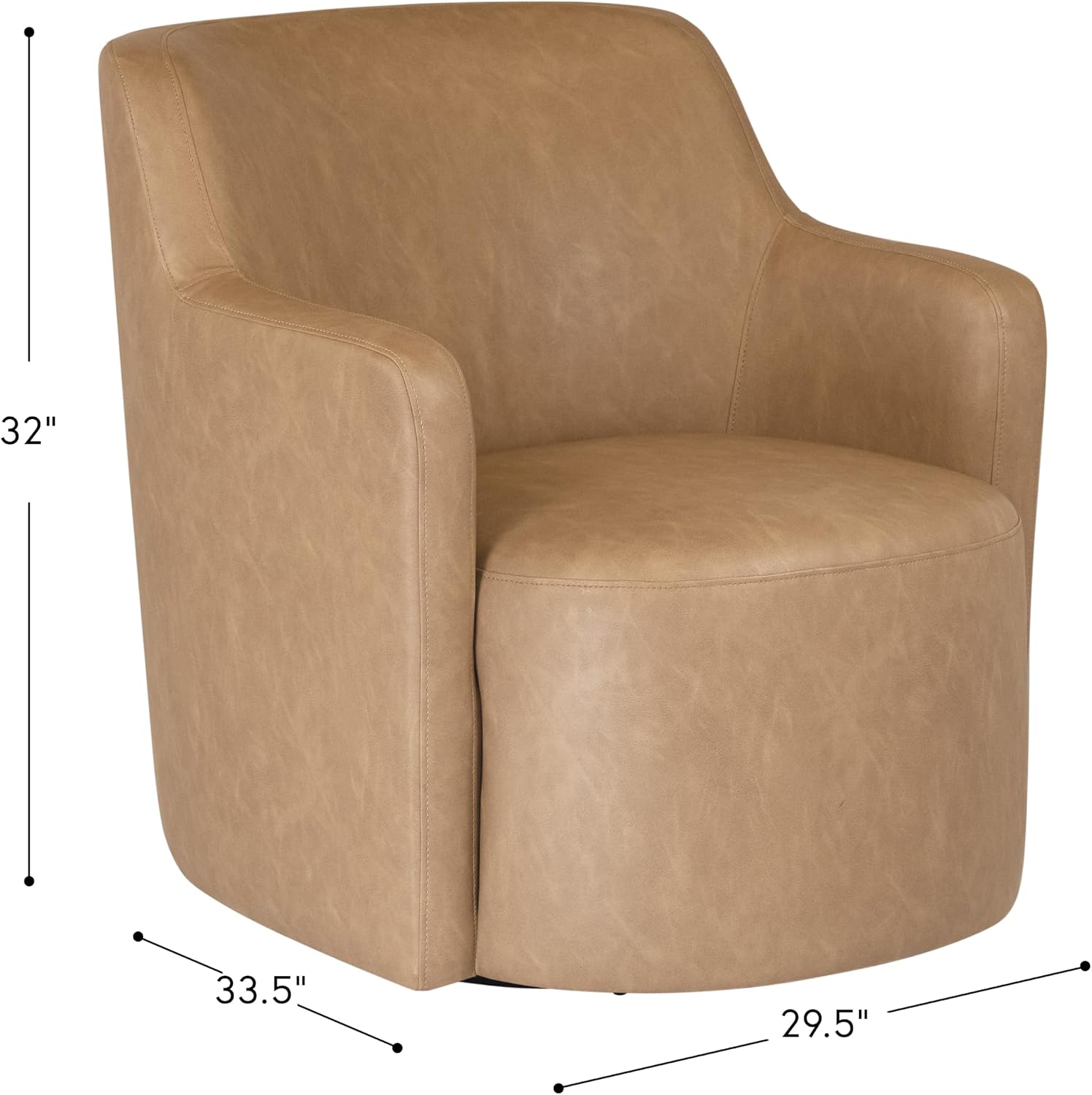 HomePop 360° Barrel Back Swivel Chair - Sand Faux Leather