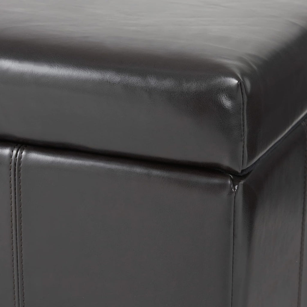 Christopher Knight Home Living Berkeley Brown Leather Square Storage Ottoman, Espresso