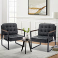 MALOL Mid Century Modern Accent Chair Set of 2, Comfy Living Room Chair, Black Leather Accent Chair, Faux Leather Reception Armchair with Metal Legs for Living Room Bedroom Reception Office, Black