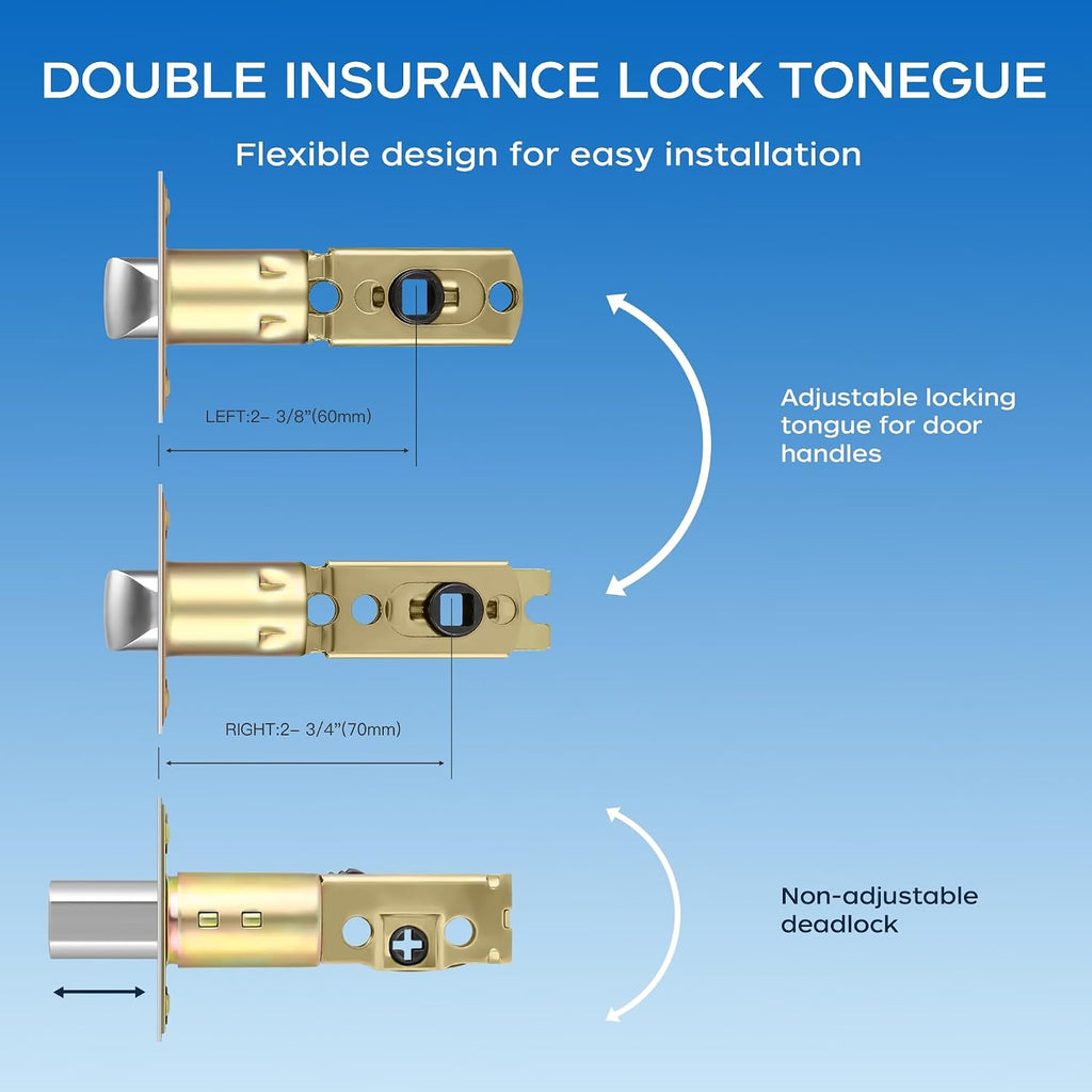 Leydebong 4 Pack Front Door Knob and Deadbolt Set, Keyed Alike Entry Door Locksets with Single Cylinder Deadbolt, Gold Door Lock Set for Bedroom/Office/Exterior Doors