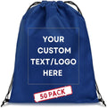 HANDSY Non-Woven Custom Drawstring Bags - Personalized Drawstring Backpack- Custom Bags with Logo for Traveling,Gym and Everyday Use (50, Blue)