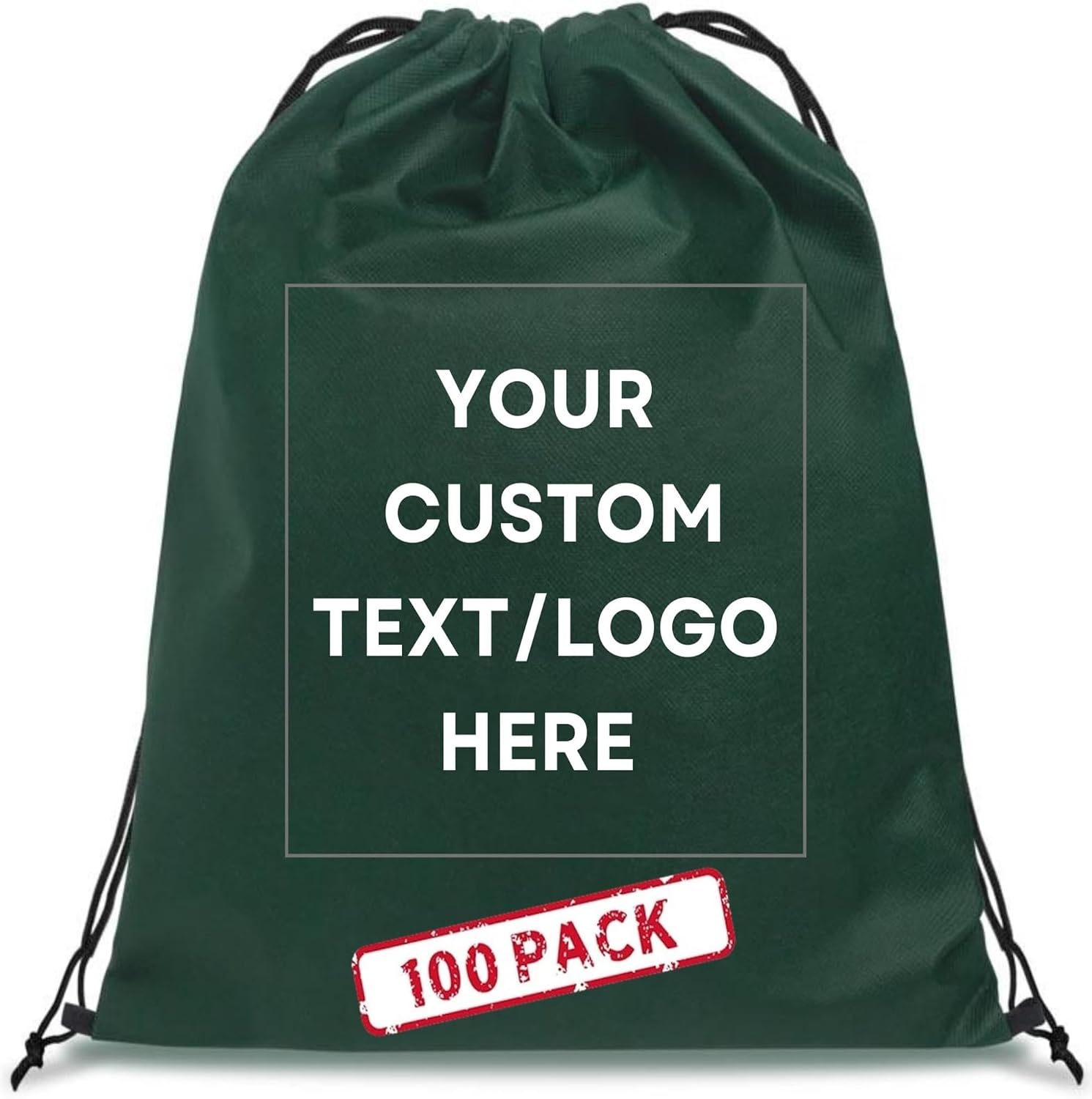 HANDSY Non-Woven Custom Drawstring Bags - Personalized Drawstring Backpack- Custom Bags with Logo for Traveling,Gym and Everyday Use (100, Dark Green)
