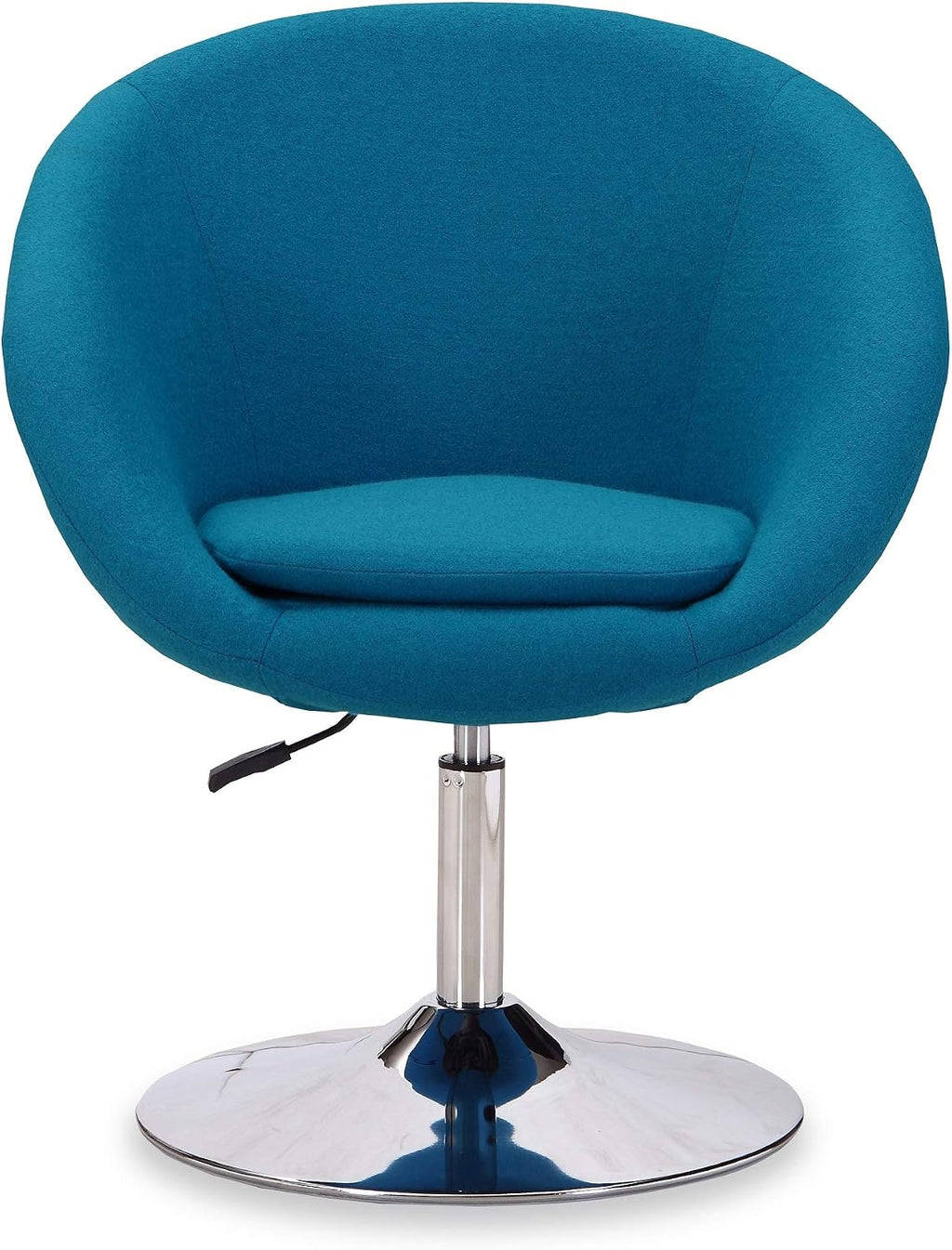 Manhattan Comfort Hopper Adjustable Swivel Accent Chair with 360° Turn, Upholstered Seat, Polished Chrome Base, Modern Bowl Design for Home Office and Living Room, Blue