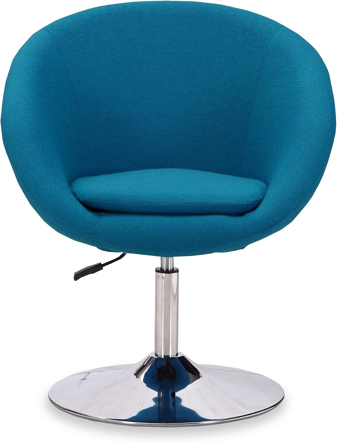 Manhattan Comfort Hopper Adjustable Swivel Accent Chair with 360° Turn, Upholstered Seat, Polished Chrome Base, Modern Bowl Design for Home Office and Living Room, Blue