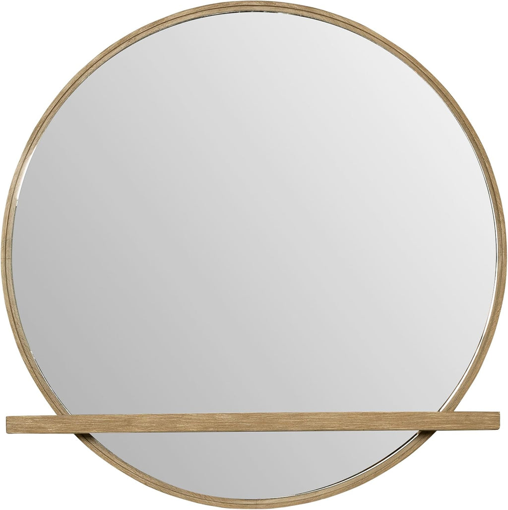 Coaster Home Furnishings Arini Coastal 38-inch Round Wall Hanging Bedroom Dresser Mirror Decorative Accent Mirror Organizer Unit Sand Wash 224304