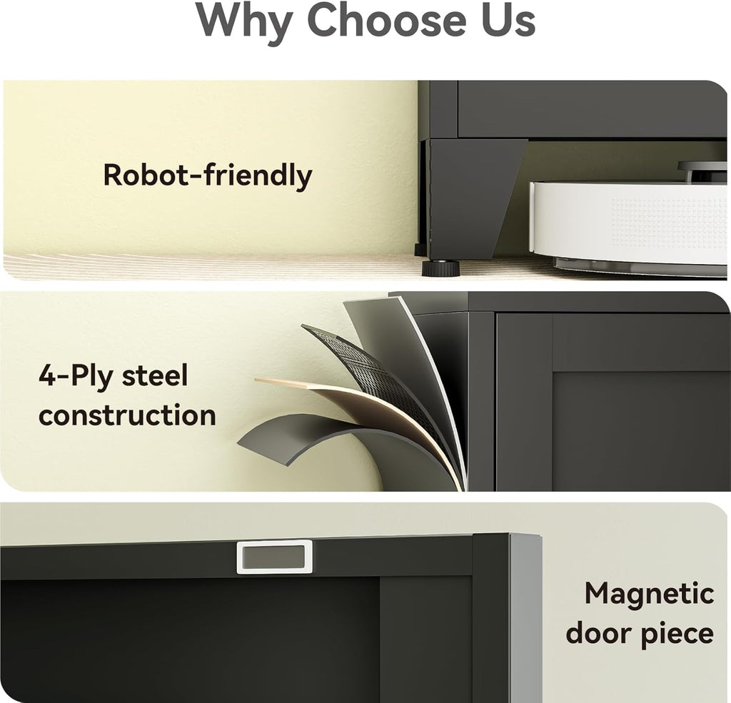 67' Tall Narrow Storage Cabinet with Reversible Doors and Adjustable Shelves,11.8' Deep By 15.7' Wide Metal Slim Cabinet for Bathroom Kitchen Garage Small Spaces,Black,1 Pc