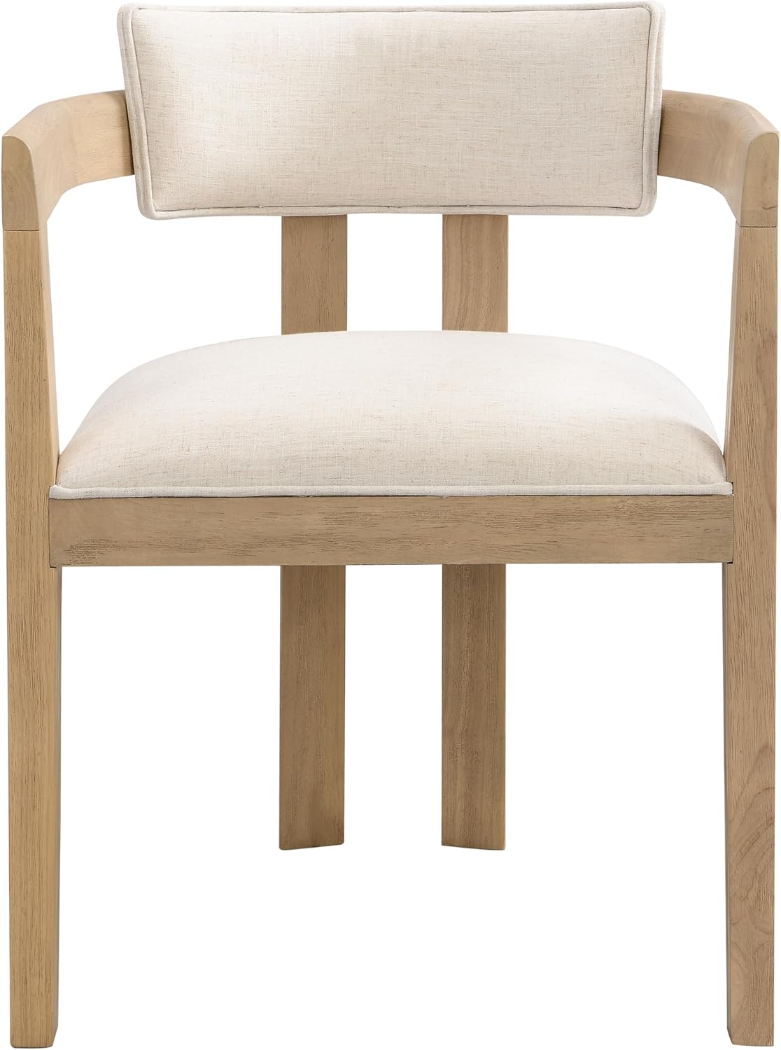 Christopher Knight Home Falcon Fabric Upholstered Dining Chairs Set of 2, Modern Wooden Dining Armchair, Curved Backrest Kitchen Side Chair, Living Room Accent Chair for Extra Seat, Light Ash+Beige