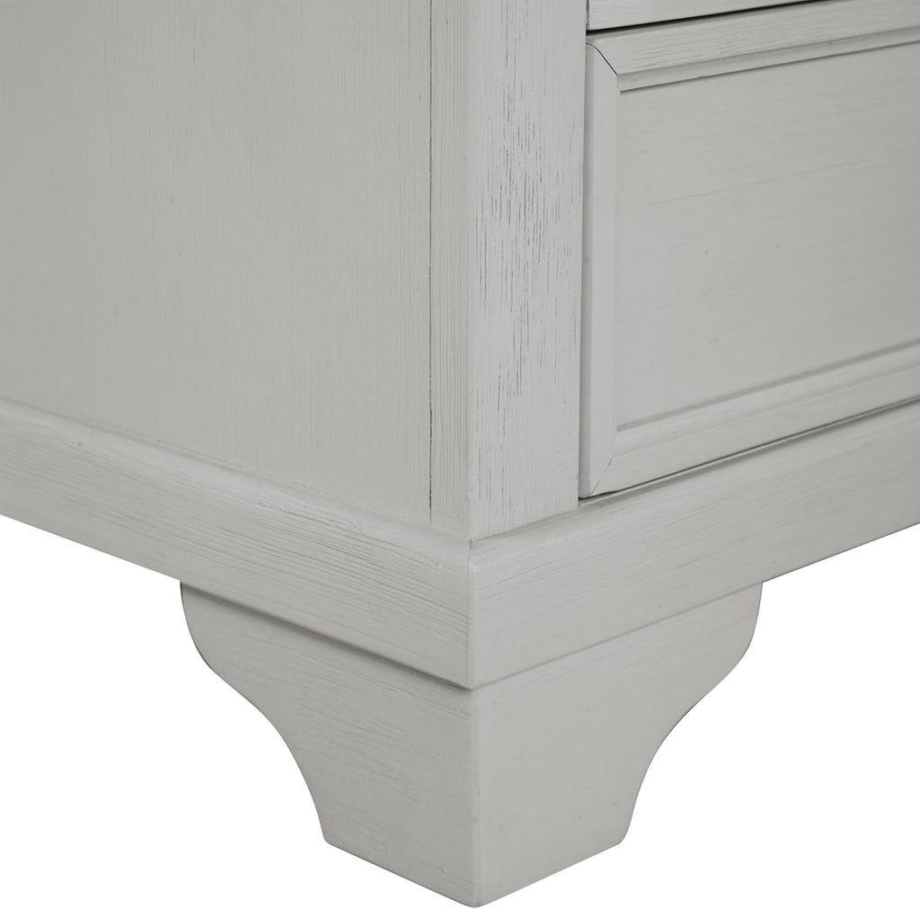 Furniture of America Roden Modern Farmhouse Solid Wood Nightstand with 3 Drawers and USB Ports, Large Bedside Table, Wooden Night Stand for Bedroom, Dorm, White/Dark Brown