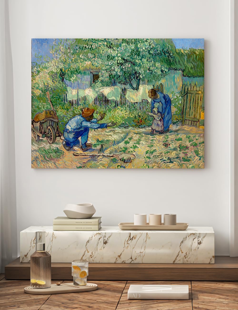 DECORARTS - Vincent Van Gogh First Steps (After Millet) Wall Art, Large Giclee Canvas Print Gallery Wrapped Van Gogh Art 40x30, Made in USA