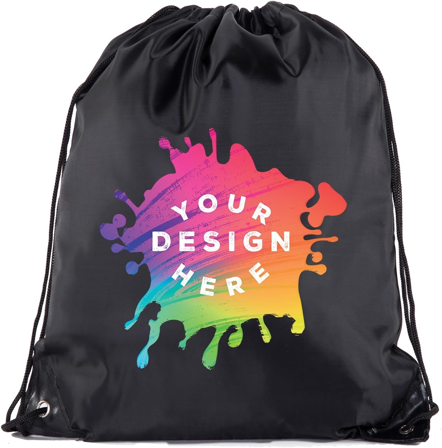 Mato & Hash Full Color Custom Bags With Your Logo | 20PK Promotional Drawstring Backpack - 20PK Black DTFCA2500