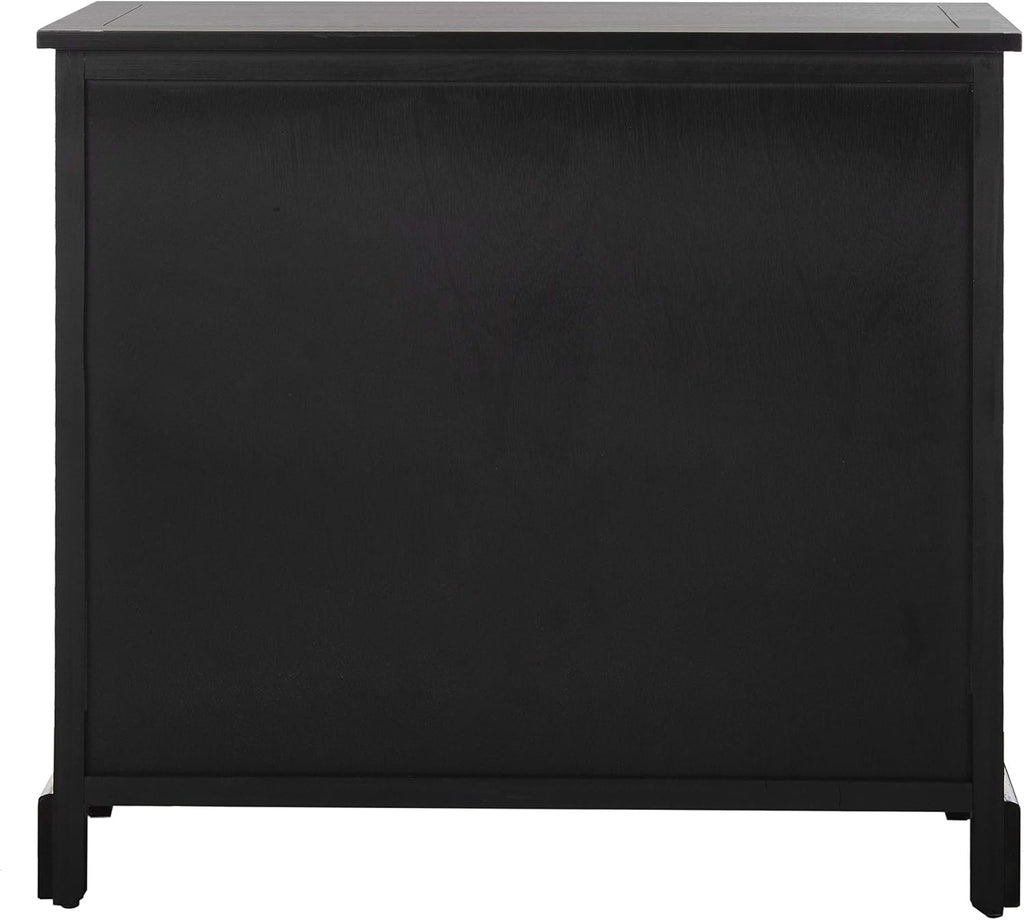 SAFAVIEH Furniture - Herman 2-Drawer Storage Unit - Distressed Black - Solid Wood - Classic Storage Design - Ideal for Living Room, Entryway, 29'W x 13'D x 27.5'H - Fully Assembled (AMH5702B)