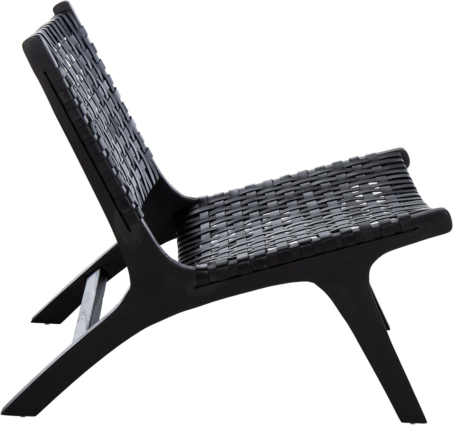 Safavieh Home Luna Black and Black Leather Woven Accent Chair