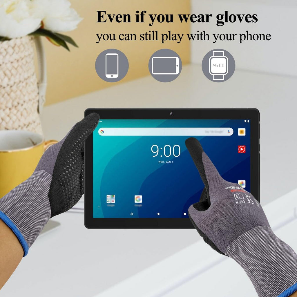 Gasoline Safety Work Gloves Extra Micro-Foam Nitrile Coated-12 Pairs,Endurance Seamless Knit Nylon Spandex,Dots on Palm, Dot Grip Gloves，Work Gloves Men and Women (120, XS)