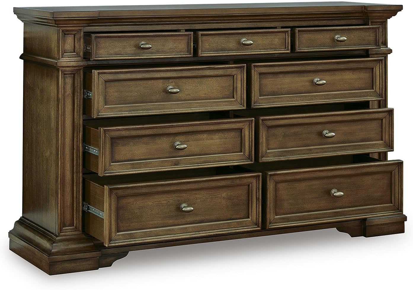 Signature Design by Ashley Thoridan Traditional 9-Drawer Dresser with Safety Stop and Anti -Tipping, Dark Brown