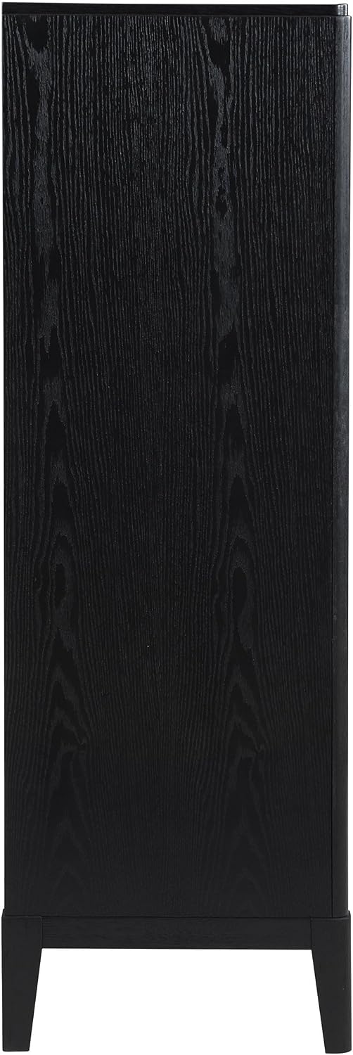 Coaster Home Furnishings - Brookmead - Wood - 5-Drawer Chest with Fluted Drawer Fronts, Half-Moon Handles, Felt Lining Top and Tapered Legs - Transitional - Bedroom - Black - 224715