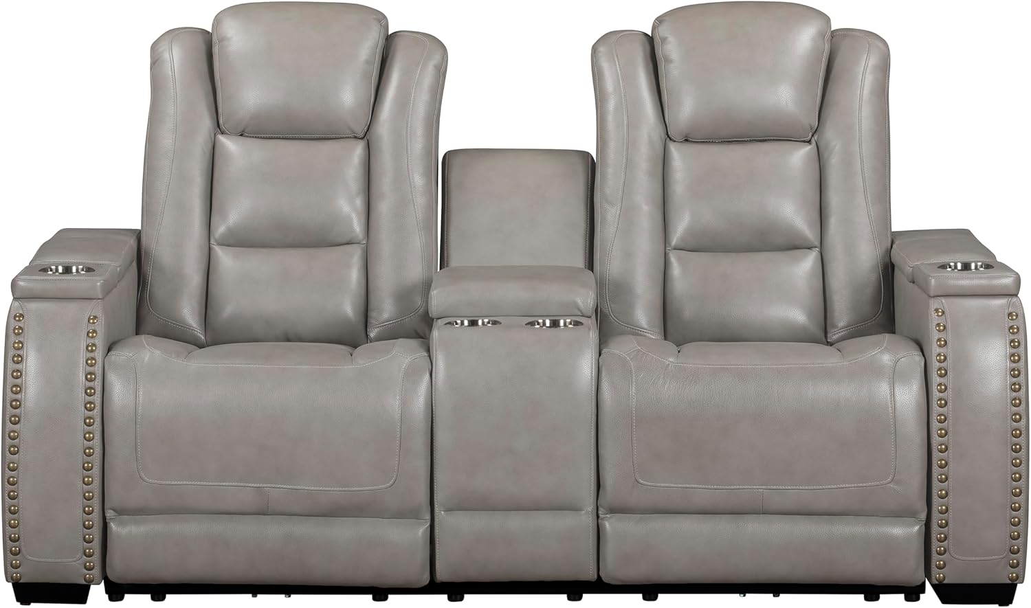 New Classic Furniture Breckenridge 2-Piece Leather Upholstery Manual Reclining Livingroom Set in Gray