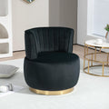 KEIKI Swivel Barrel Accent Chair, 360 Degree Rotating Upholstered Armchair with Velvet Fabric for Living Room, Office, Bedroom, Black