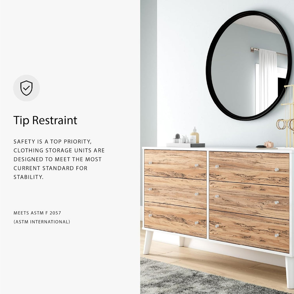 Signature Design by Ashley Piperton 6 Drawer Dresser, White & Light Brown