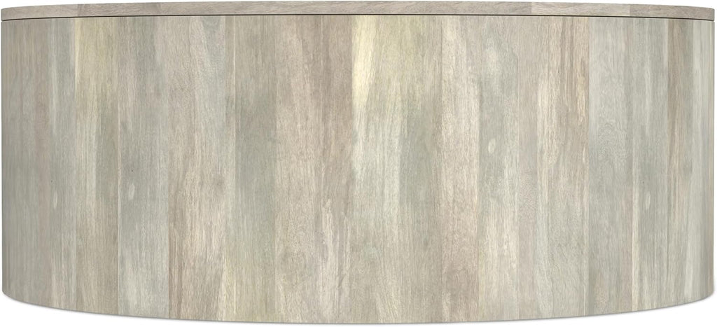 SIMPLIHOME Millbury Drum Coffee Table - 36 inch Wide Solid Mango Wood Round Living Room Table in White Wash, Contemporary Cocktail Table for Family Room or Lounge with Large Surface, Assembled