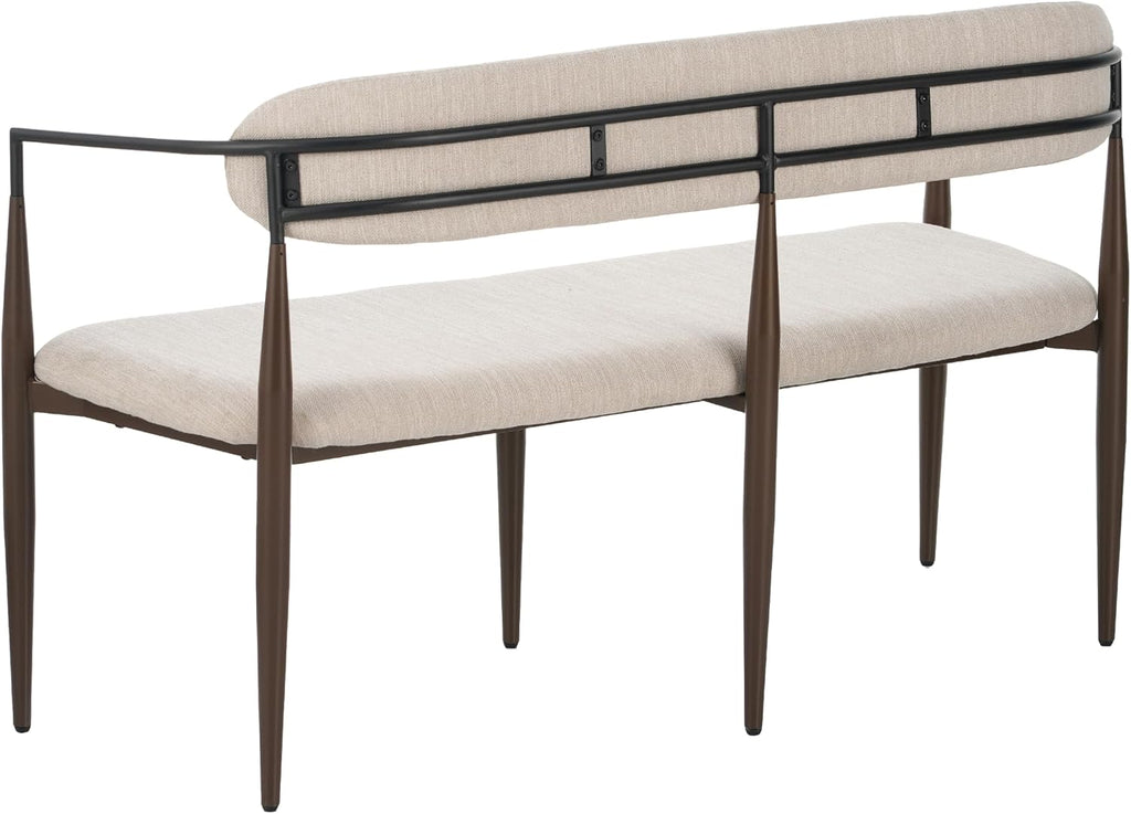 Christopher Knight Home Names Modern Metal Loveseat, Living Room Fabric Upholstered Settee, Curved Open Backrest 2-Seater Sofa, Cozy Couch for Bedroom, Apartment, Home Office, Black+Coffee+Beige