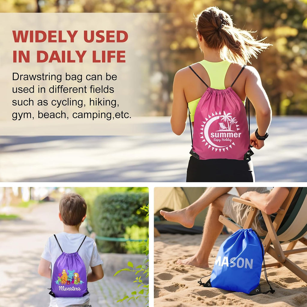 Custom Drawstring Backpack Gym Drawstring Bags 500 Packs Personalized Draw String Backpack with Your Logo Image Text Customized SackPack Bags for Sports Traveling Gym Swimming Yoga Daily Use