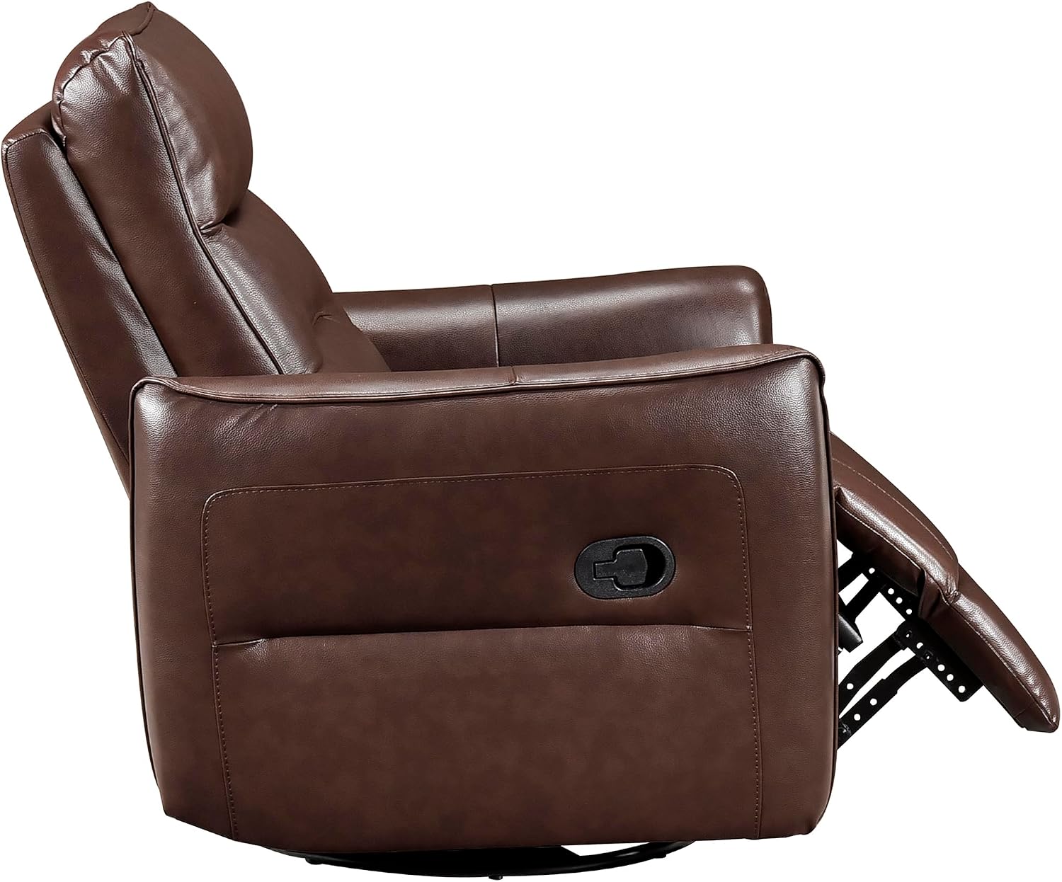 Lexicon Swivel Glider Reclining Chair, Top Grain Leather Match Manual Recliner, Comfy Nursery Glider Recliner, Swivel Reclining Chair for Living Room/Office/Bedroom/Apartment, Brown