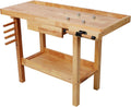 Montary 48' Wood Workbench, Heavy Duty Woodworking Bench with Adjustable Handle, 330Lbs Load Capacity Woodworking Table Work Bench with Drawer & Shelf for Garage, Workshop, Home Storage
