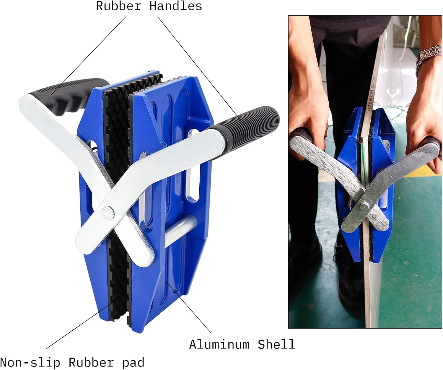 HIGHTOP A Pair Granite Slab Carrying Clamps,Double Handed Stone Panel Carriers Lifting Tools, Heavy Duty lifting clamps for Marble, Glass, Slabs and Plywood