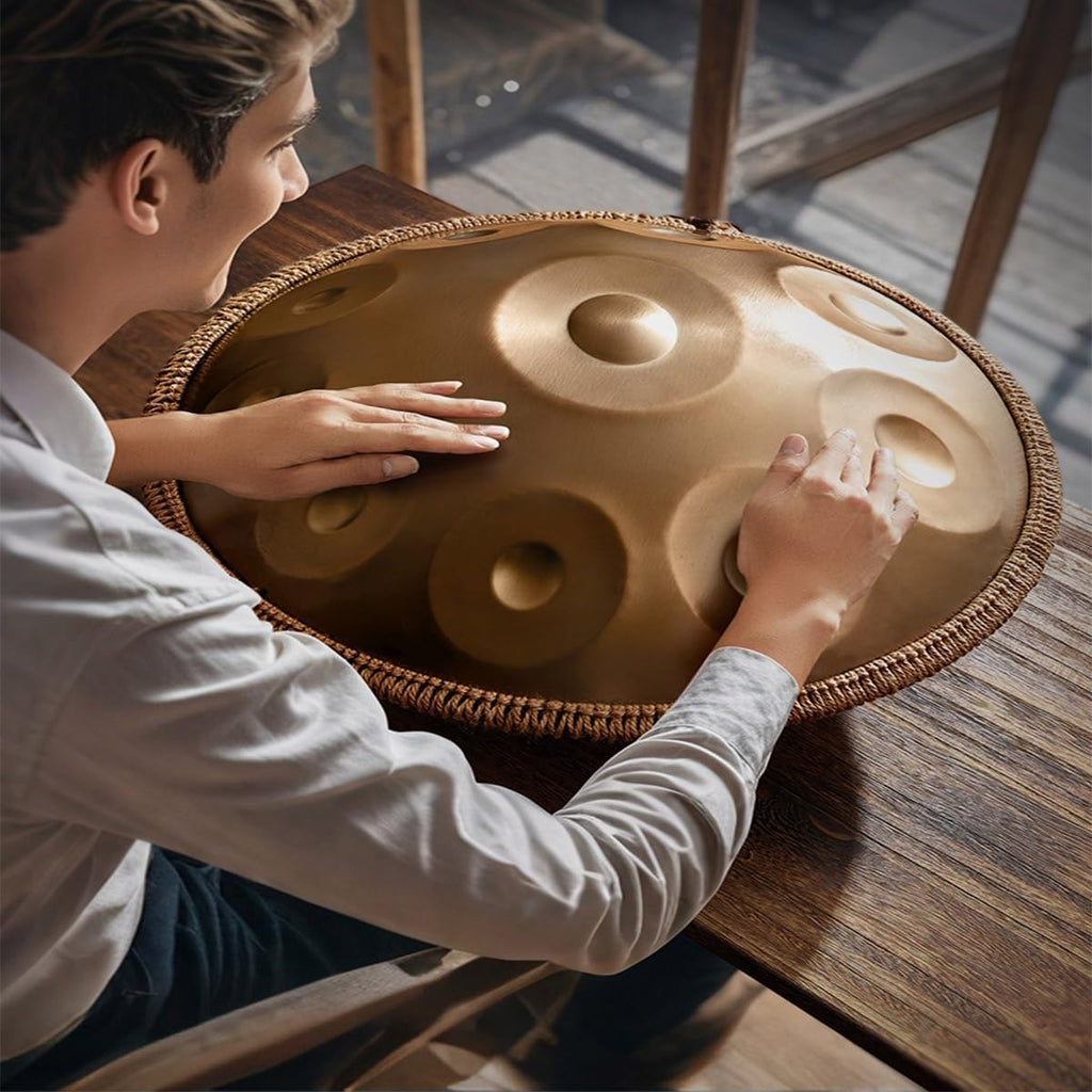Hand Pan Drum 440hz/432hz Adults Handpan Drum Instrument in D Minor 9/10/12 Notes Steel Handpan with Soft Hand Pan Bag Mallets Bracket 22 Inches(Deep purple,440HZ/12Note)