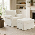 35.82' Accent Chair with Ottoman Set Upholstered Living Room Chairs for Reading Chair with Chaise Lounge Chairs Indoor, Comfortable Armchair for Bedroom (Beige, 35.82')
