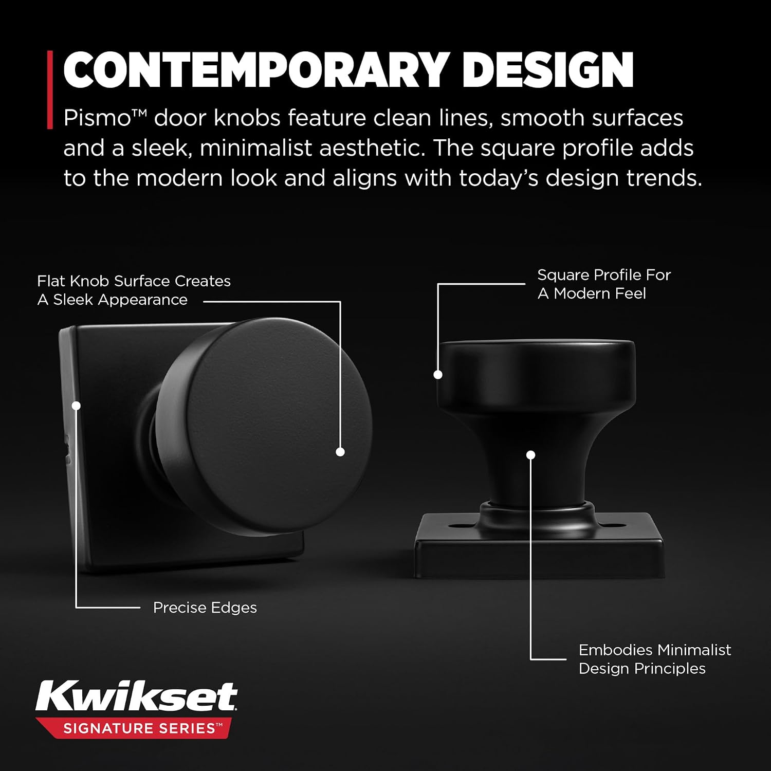 Kwikset Pismo Interior Passage Door Knob, Handle for Closet and Hallway Doors, Non-Locking Doorknob in Matte Black, with Microban Protection (Pack of 12)