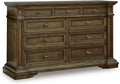 Signature Design by Ashley Thoridan Traditional 9-Drawer Dresser with Safety Stop and Anti -Tipping, Dark Brown
