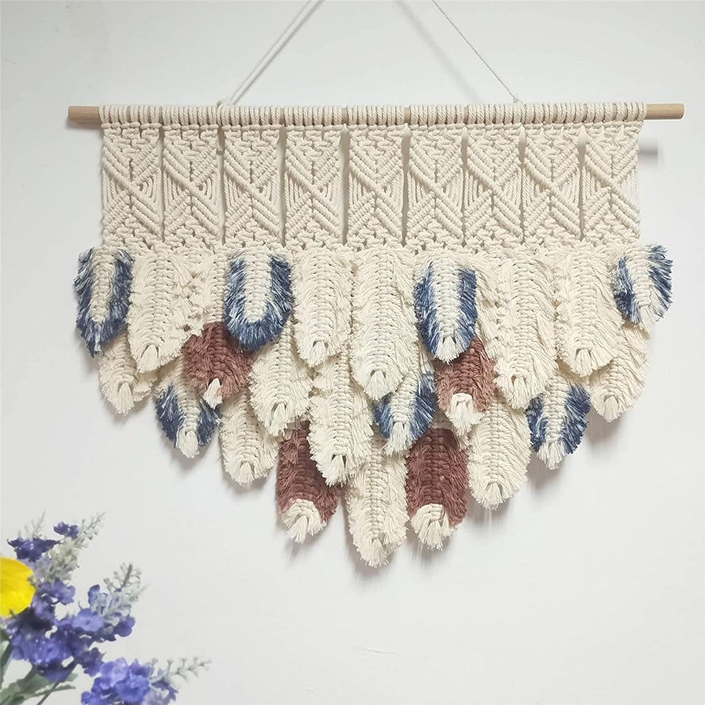Macrame Wall Hanging Bohemian Macrame Tapestry Wall Hangings Decor,Handmade Cotton Cord Woven Tapestries Art Home Decor for Wedding Apartment Dorm (E80x55cm)