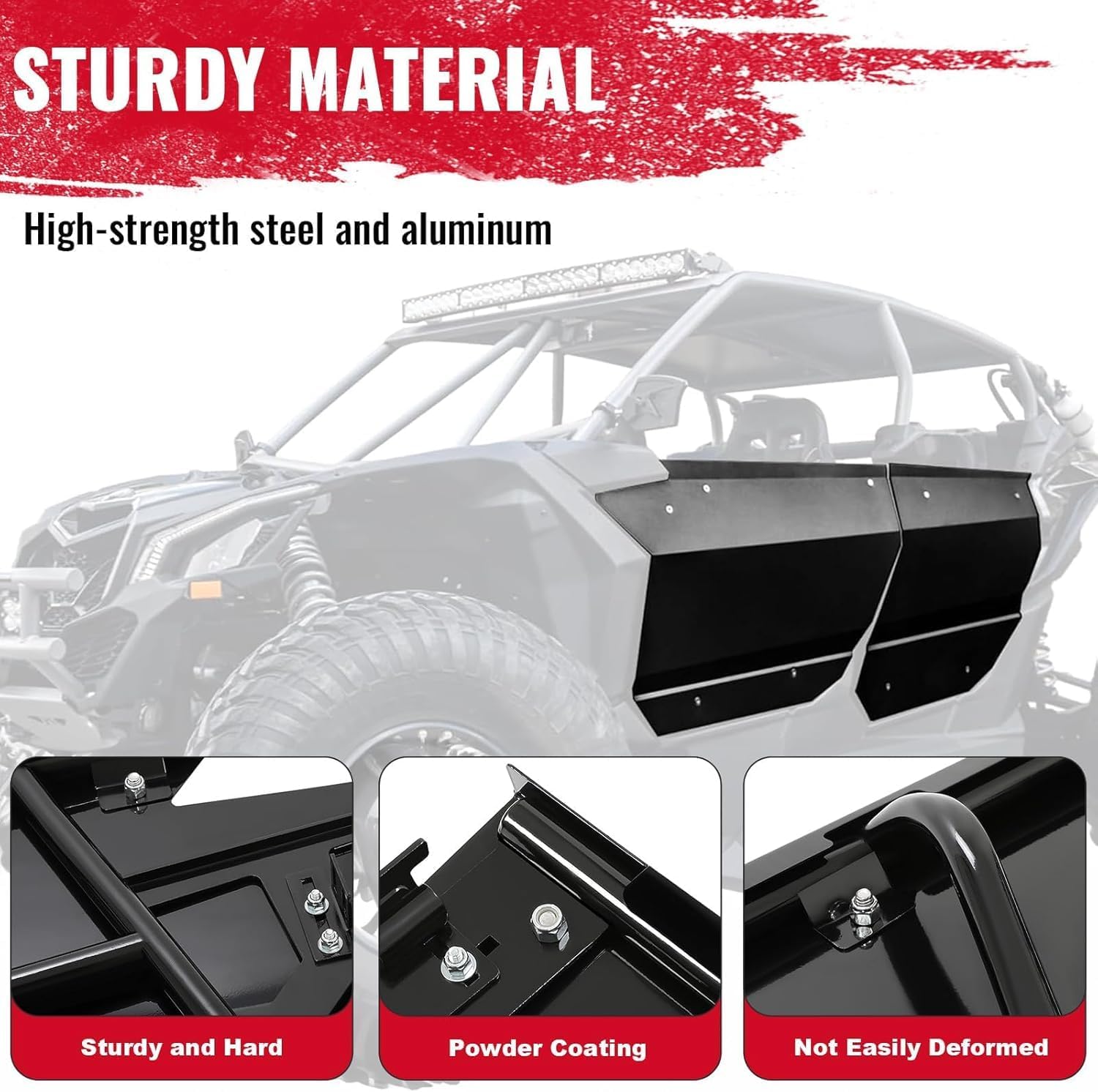 HECASA Full Doors Aluminum Compatible with 2017-2021 Can-Am Maverick X3 MAX 4 Left & Right Door Hard Door Panels Inserts Kit Aluminum Suicide Doors W/O Door Latches
