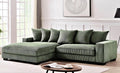 Container Furniture Direct Luxe Oversized Two-Piece Sectional Couches for Living Room, 102.4-Inch L Shaped Sofa with Chaise, Upholstered with Corduroy Fabric, Dark Green - Left Facing