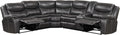 24/7 Shop at Home Amadeo Transitional Breathable Faux Leather L-Shaped Reclining Sofa with Storage Console and Cup Holder, Sectional Couches for Living Room, Home Theater, Playroom, Dark Gray