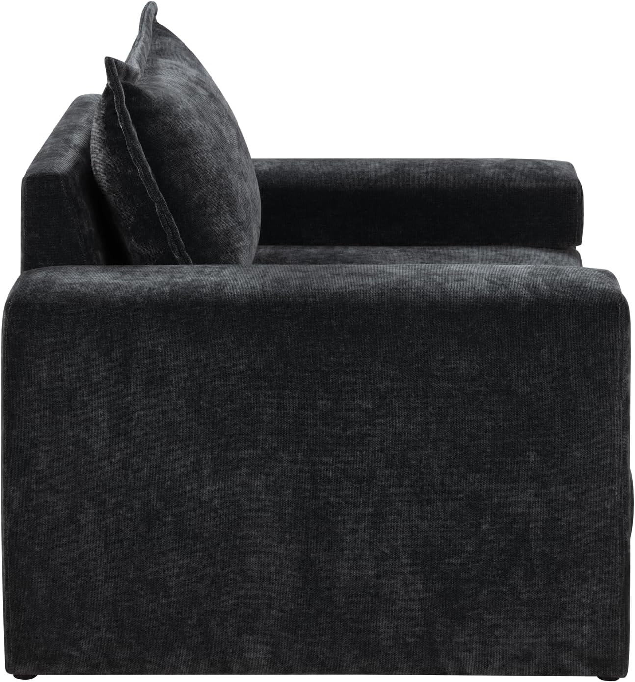 Christopher Knight Home Aylen Modern Chenille Upholstered Accent Chair with Wide Armrests, Wooden Living Room Club Chair, Bedroom Comfy Reading Chair with Back Pillow, Black