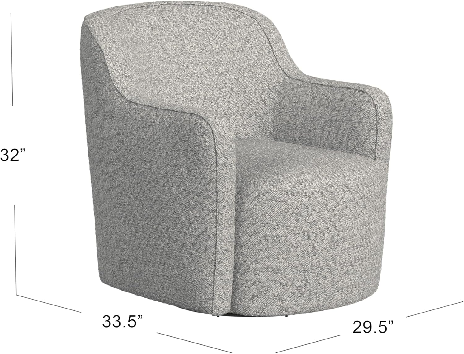HomePop 360° Barrel Back Swivel Chair - White Boucle with Gray Yarn