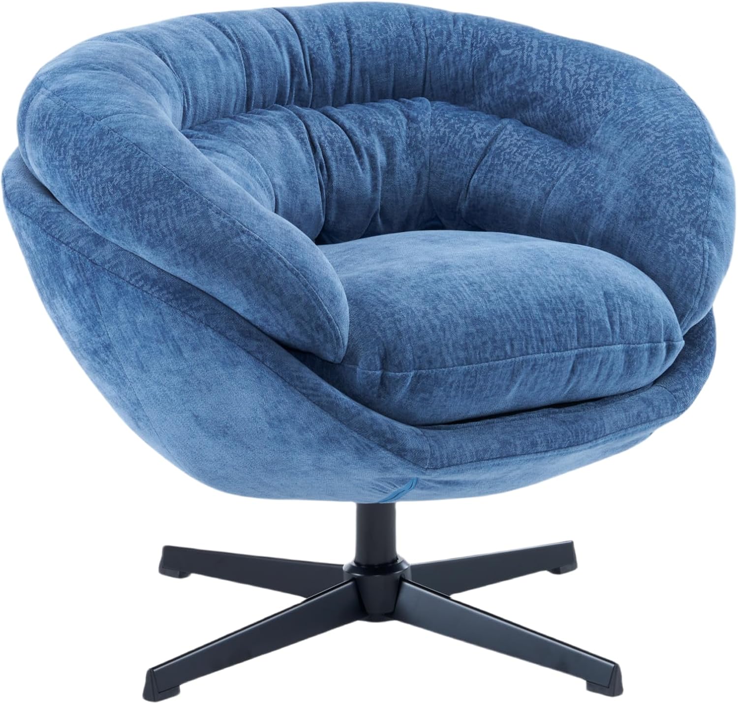 Christopher Knight Home 360° Swivel Club Chair,Chenille Upholstered Accent Chair with Removable Cushion, Round Office Chair with Black Metal Base,Navy Blue