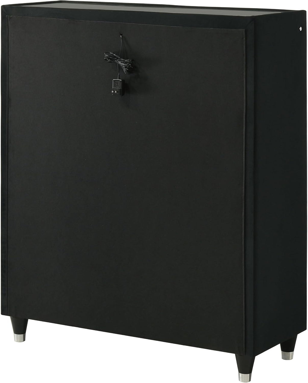 Coaster Home Furnishings - Lorient - Wood and Velvet - 5-Drawer Chest with Built-in LED Lighting, Crystal Knobs and English Dovetail Joinery - Bedroom - Black - 223165