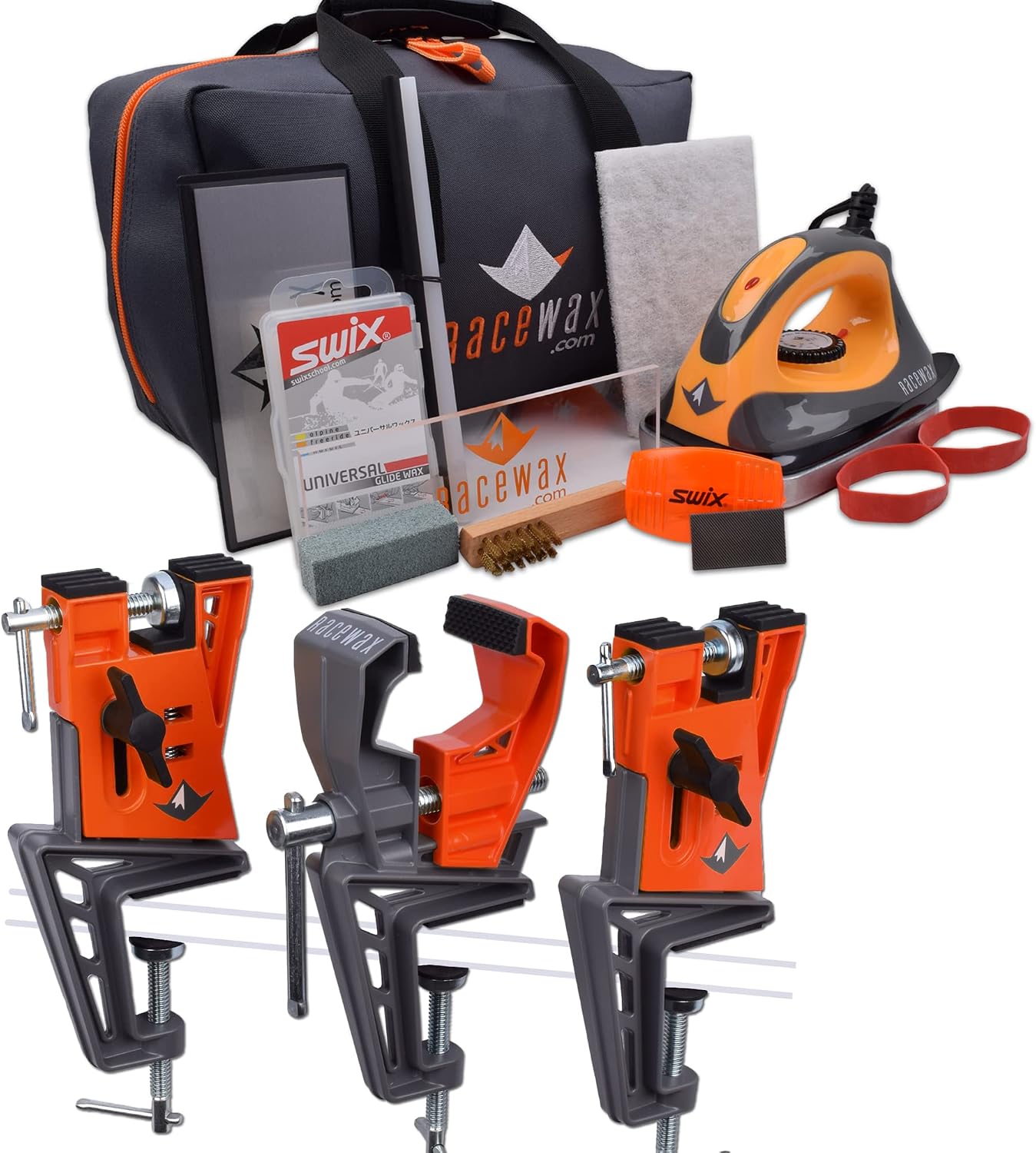 RaceWax Uni Ski Wax Tuning Kit Plus All Metal World Cup Ski Vise - (ZS-7905)