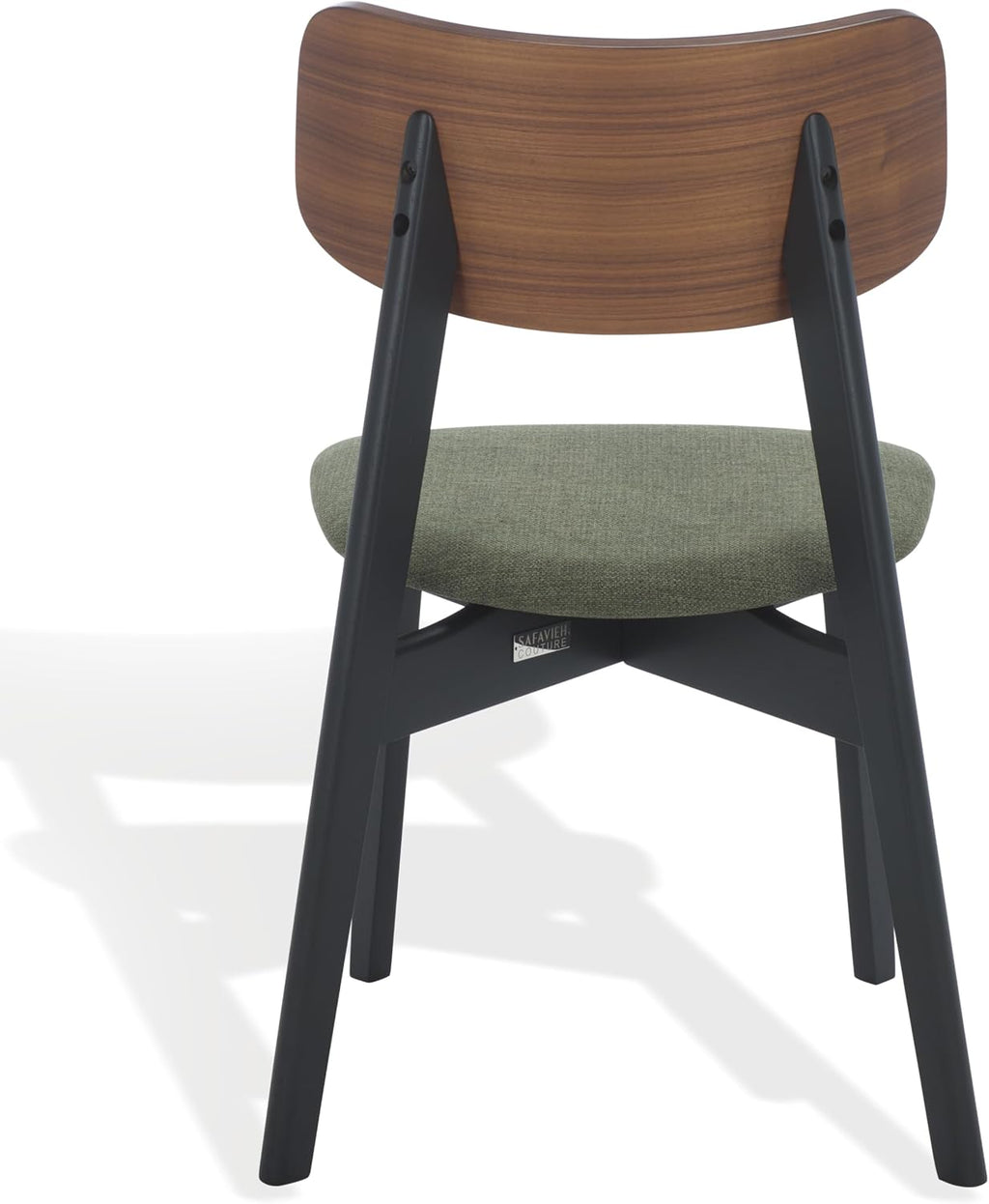 SAFAVIEH Couture Collection - Divya Walnut & Olive Green Dining Chair Set of 2, Mid-Century Modern Wood & Linen Upholstered Accent Chairs (SFV6710B-SET2)