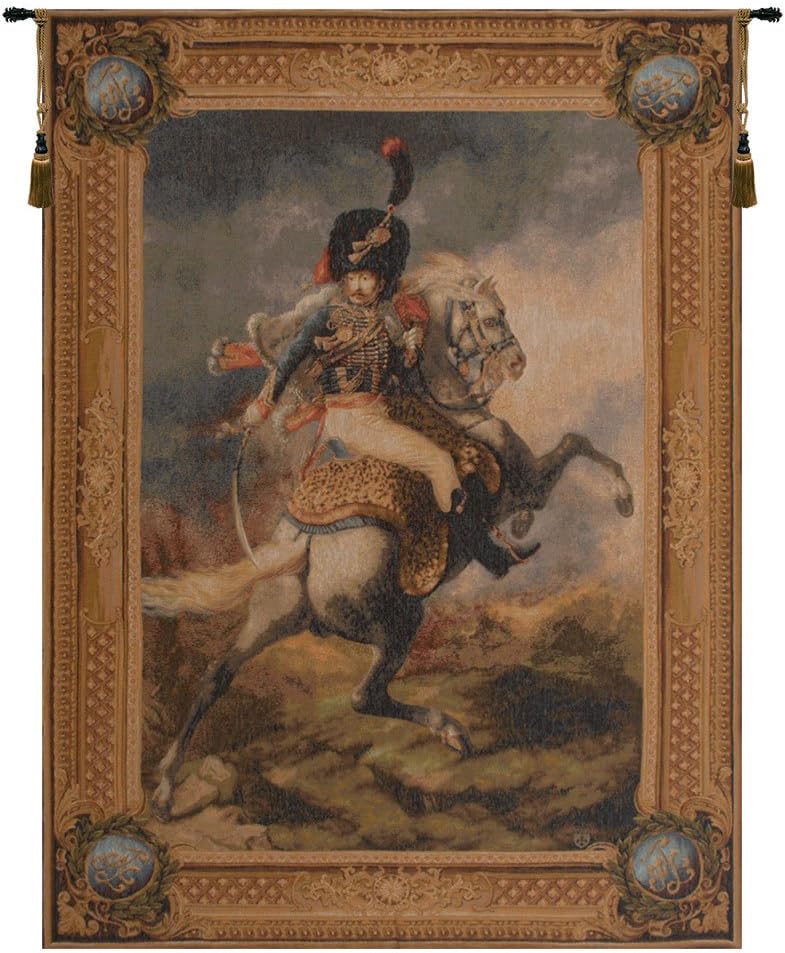 Charlotte Home Furnishings Inc. Cavalier De La Garde Imperiale French Tapestry Wall Hanging, 58 x 44 Inch, Viscose Cotton and Polyester Blend Wall Art, Perfect For Wall Decor by Theodore Gericault