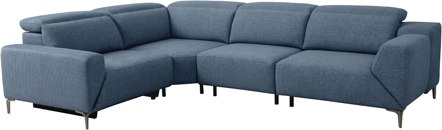 Furniture of America Kirel Modern Sectional Recliner with USB Ports, Adjustable Headrests and Swivel Armrest, Reclining Sofa, L Shape Couch for Living Room, Office, Home Theater, Playroom, Blue