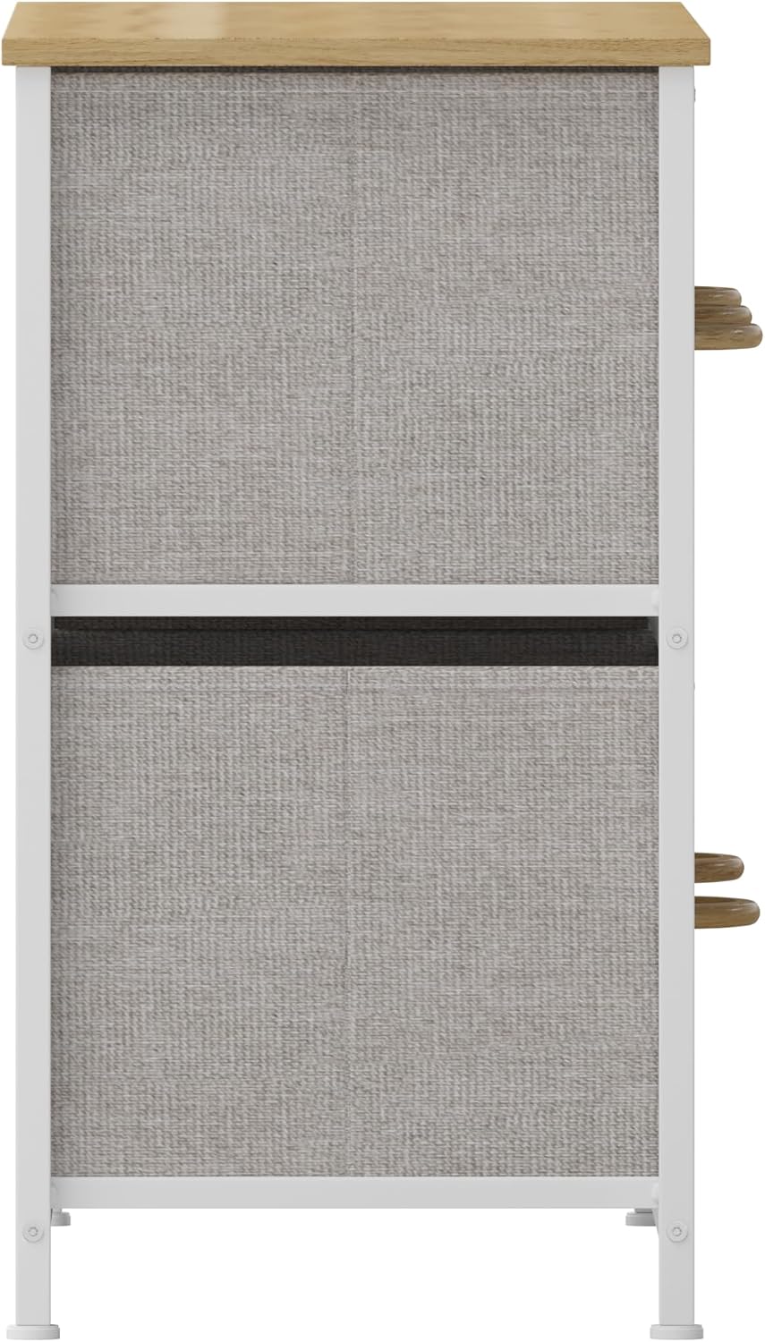 Flash Furniture Harris 5 Drawer Vertical Storage Dresser, Engineered Wood Top and Cast Iron Frame, Easy Pull Non-Woven Fabric Drawers with Wooden Handles, White/Beige